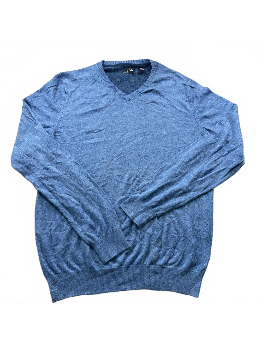 IZOD V-Neck Pullover Sweater - Size M - Steel Blue